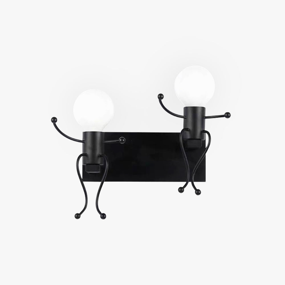 Relarat Modern Decorative Man Metal Wall Lamp, White/Black