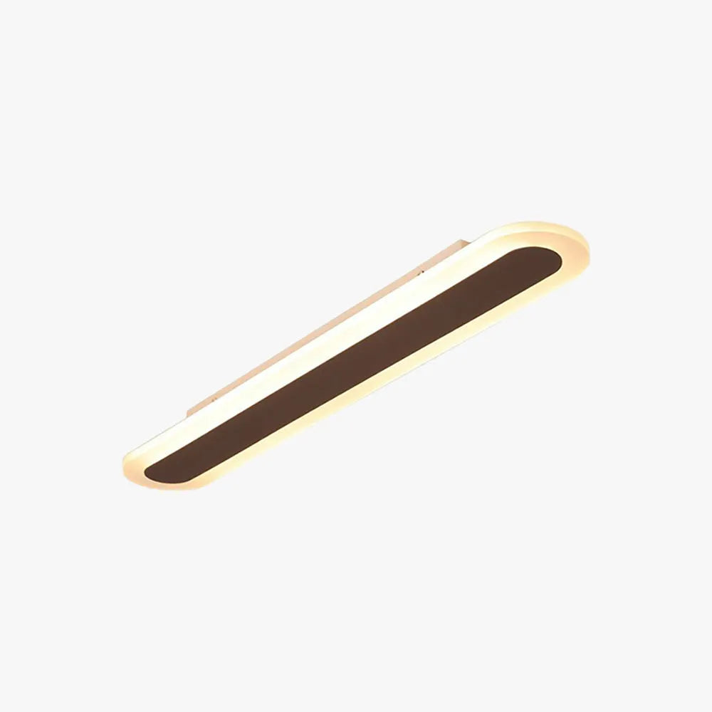 Zebanad Minimalist Oval Linear Flush Mount Ceiling Light, White/Coffee