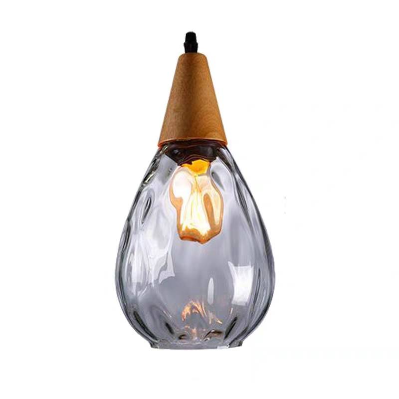 Alverin Pendant Light Glass Wood Amber-Neutral Decor