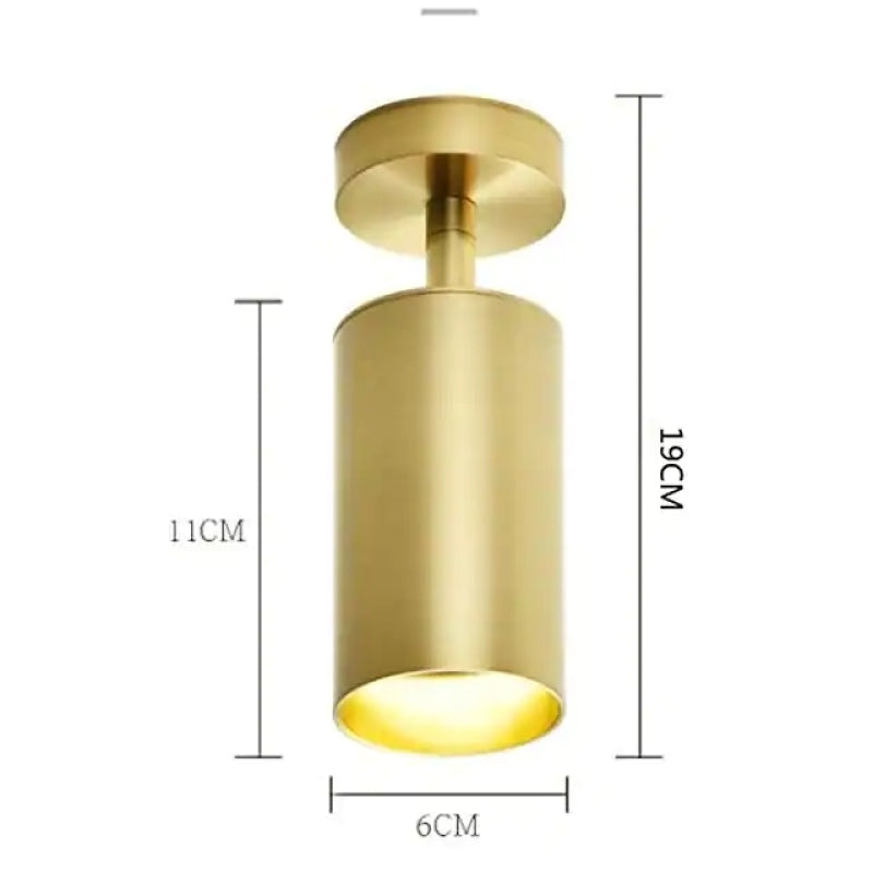 Nubuked Moderno Gold Cylinder Spotlight Background Flush Mount Ceiling Light, Metal