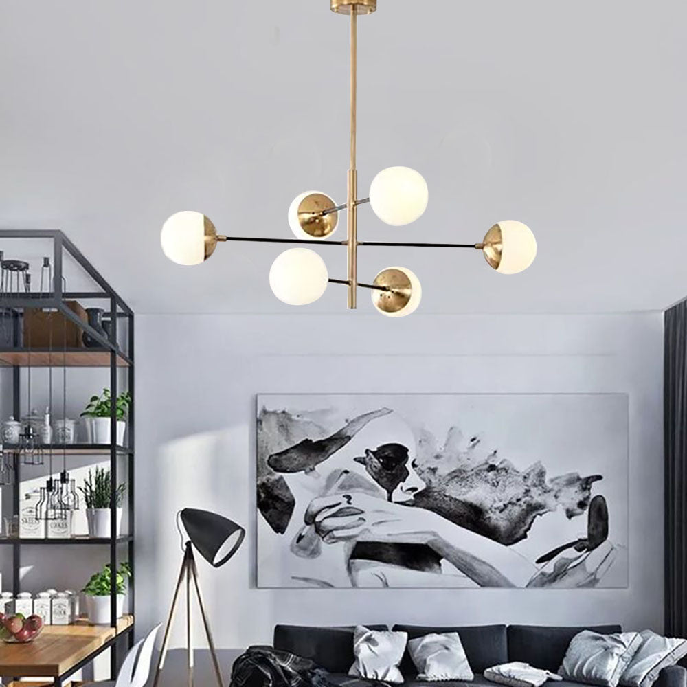 Dubirum Nordic Multi Globe Metal/Glass Pendant Light, Gold