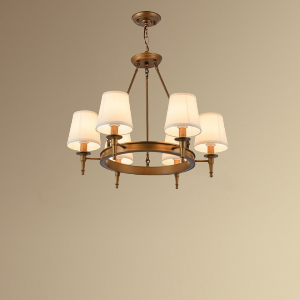 Nelevum vintage Ring Metal/Fabric Chandelier, Black/Copper