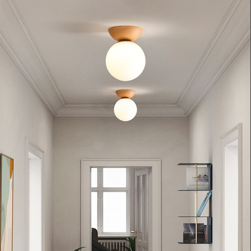 Zuliguki Nordic Japanese Glob LED Ceiling/Pendant Light Metal Glass Bedroom, Burlywood