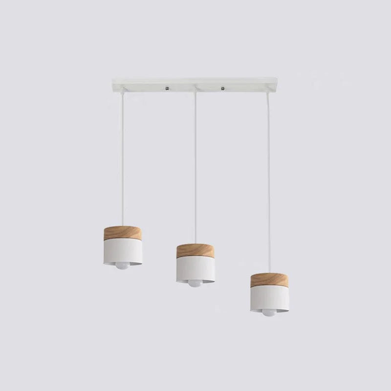 Moturos Modern Can Shape Metal/Wood Pendant Light