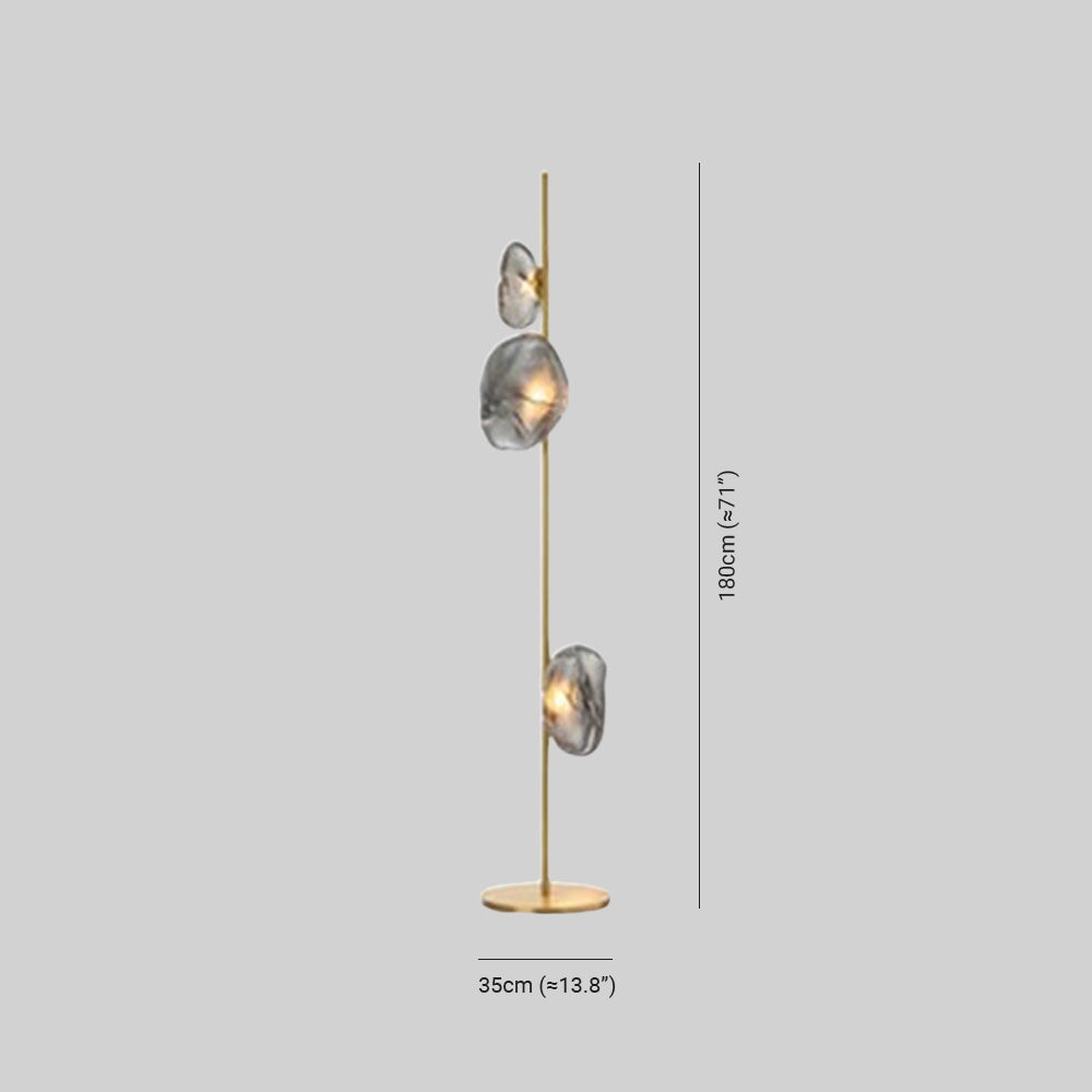 Kokatem Luxury Flower Metal/Glass Floor Lamp, Black/Gold/Grey