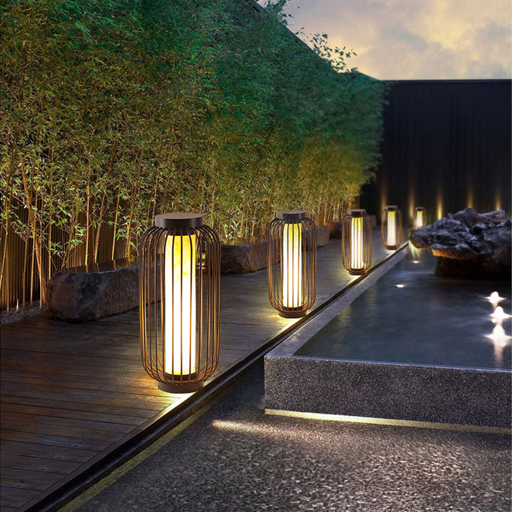Hepirod Lantern Solar/Rechargeable Outdoor Floor Lamp, Brown