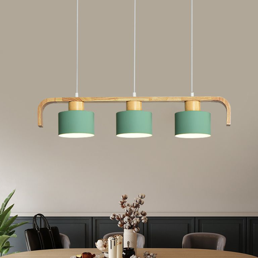Vaneram Pendant Light Cylinder Nordic, Bamboo, White/Green/Gray, Bedroom