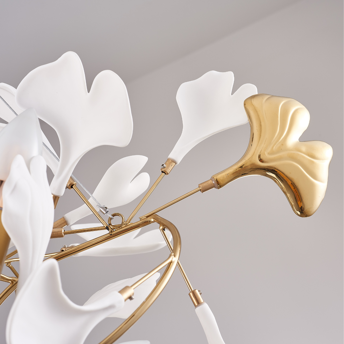 Navirin Luxury Ceramic Chandelier Large Foyer, Gingko leaf, Living Room