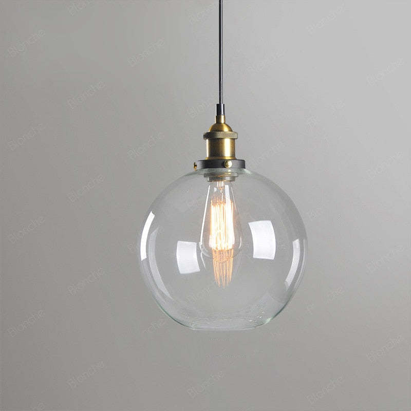 Teni Industrial Glass Pendant Light Clear/Amber/Smoke Grey-Neutral Decor