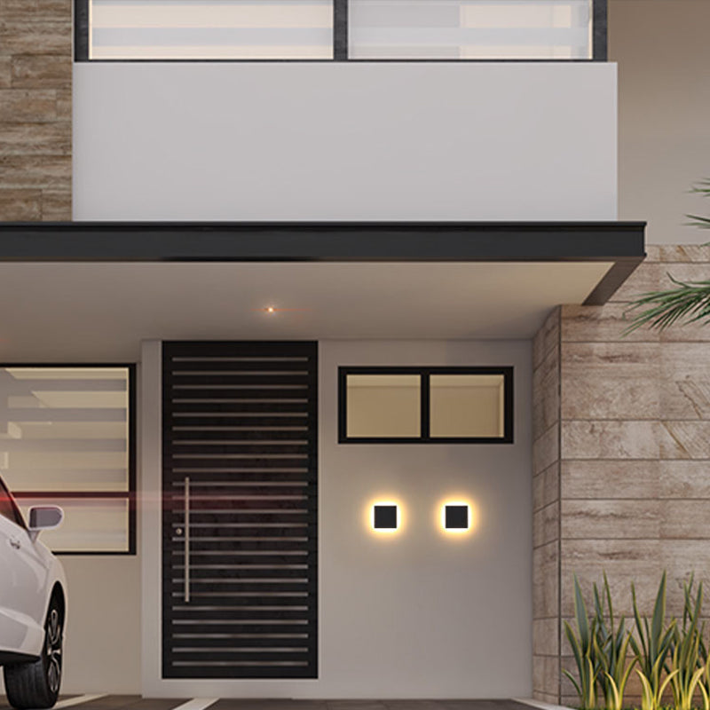 Dori Minimalist Round/Square Outdoor Wall Lamp LED, Black/White-Neutral Decor