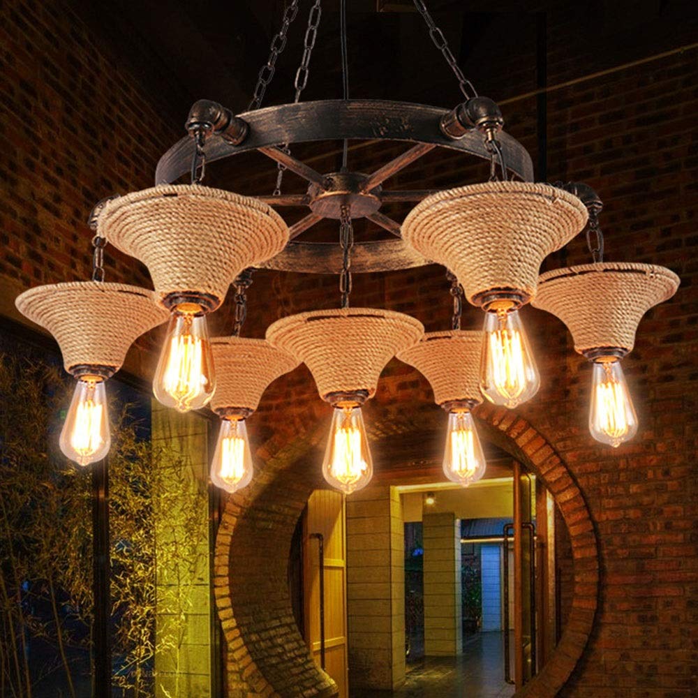 Gogudel Industrial Creativity Chandelier Rust Metal/Rope Bar/Restaurant