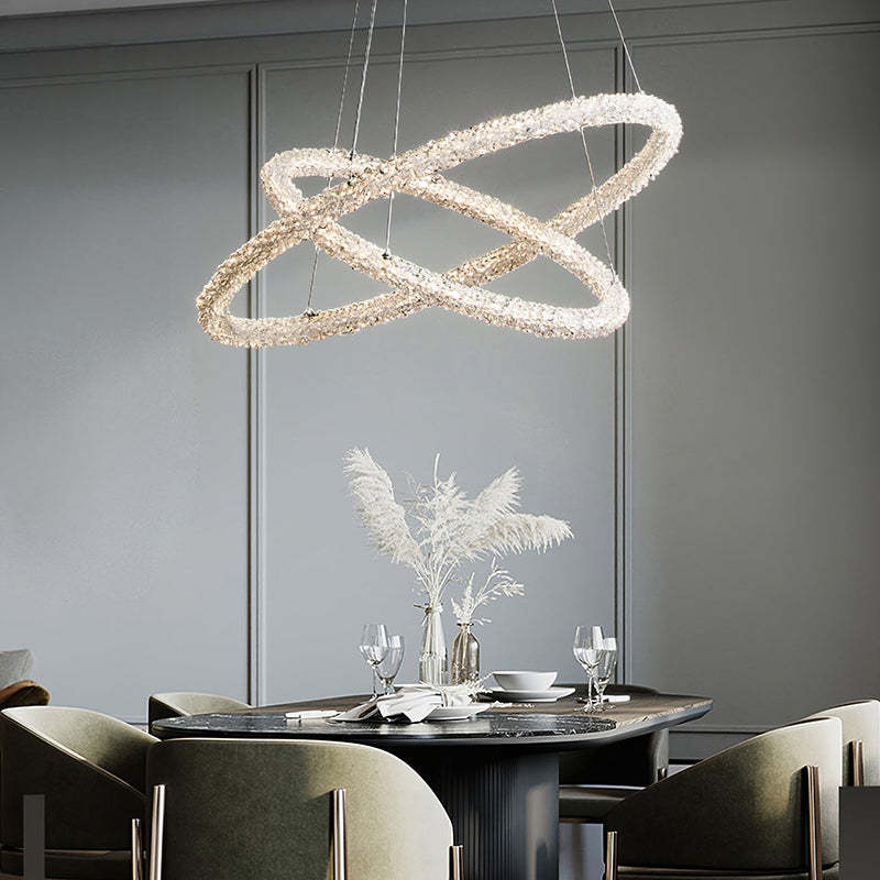 Temelos Art Deco Chandelier, Metal & Crystal, 1/2/3 Ring