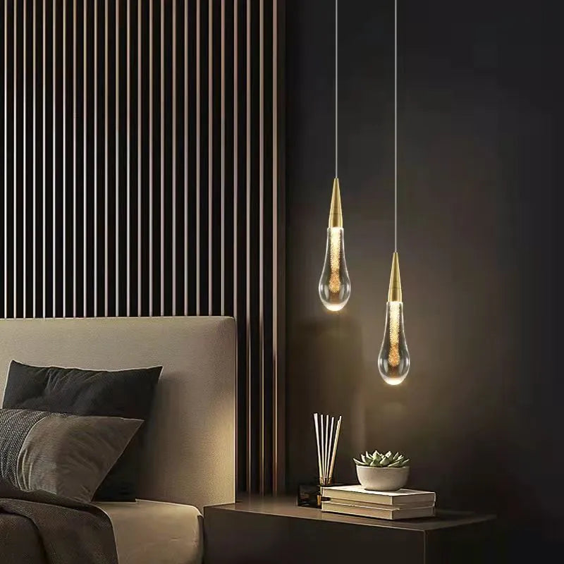 Eloria Pendant Light Crystal Glass Droplet Gold-Neutral Decor