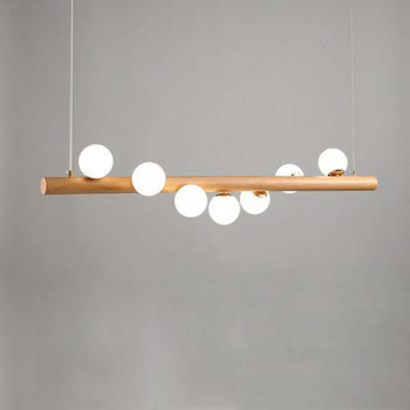 Taribid Glass Bubble Pendant Light Wood/Walnut