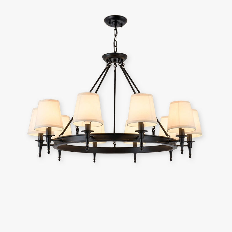 Nelevum vintage Ring Metal/Fabric Chandelier, Black/Copper