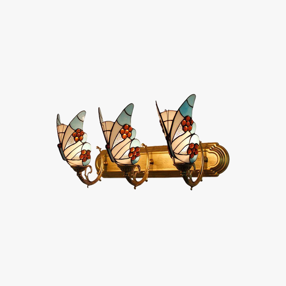 Josuket Artistic Butterfly Metal/Glass Lamps Wall, Red/Blue/Multi-Color/Light Blue