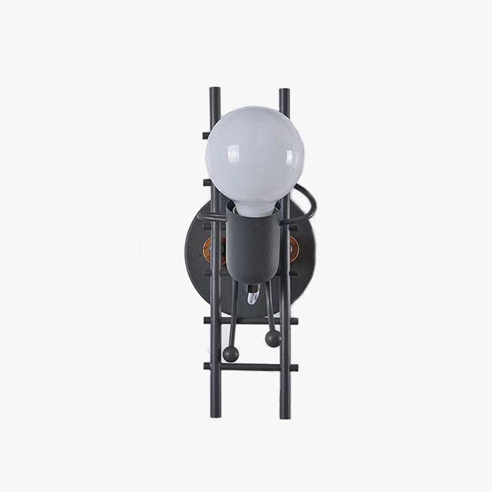 Hibinot Industrial Man Metal/Wood Wall Light, Gray/White/Green