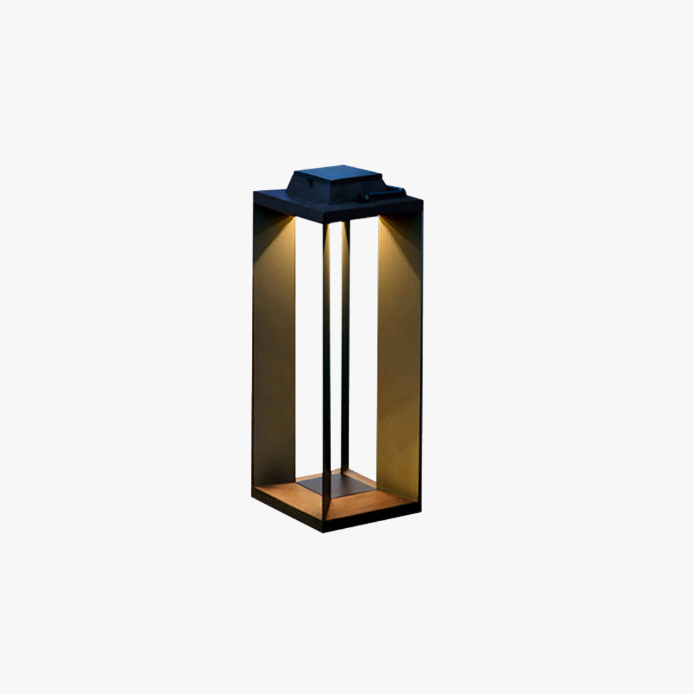 Mugisek Minimalist Cuboid Outdoor Floor Lamp, Hardwired, Black