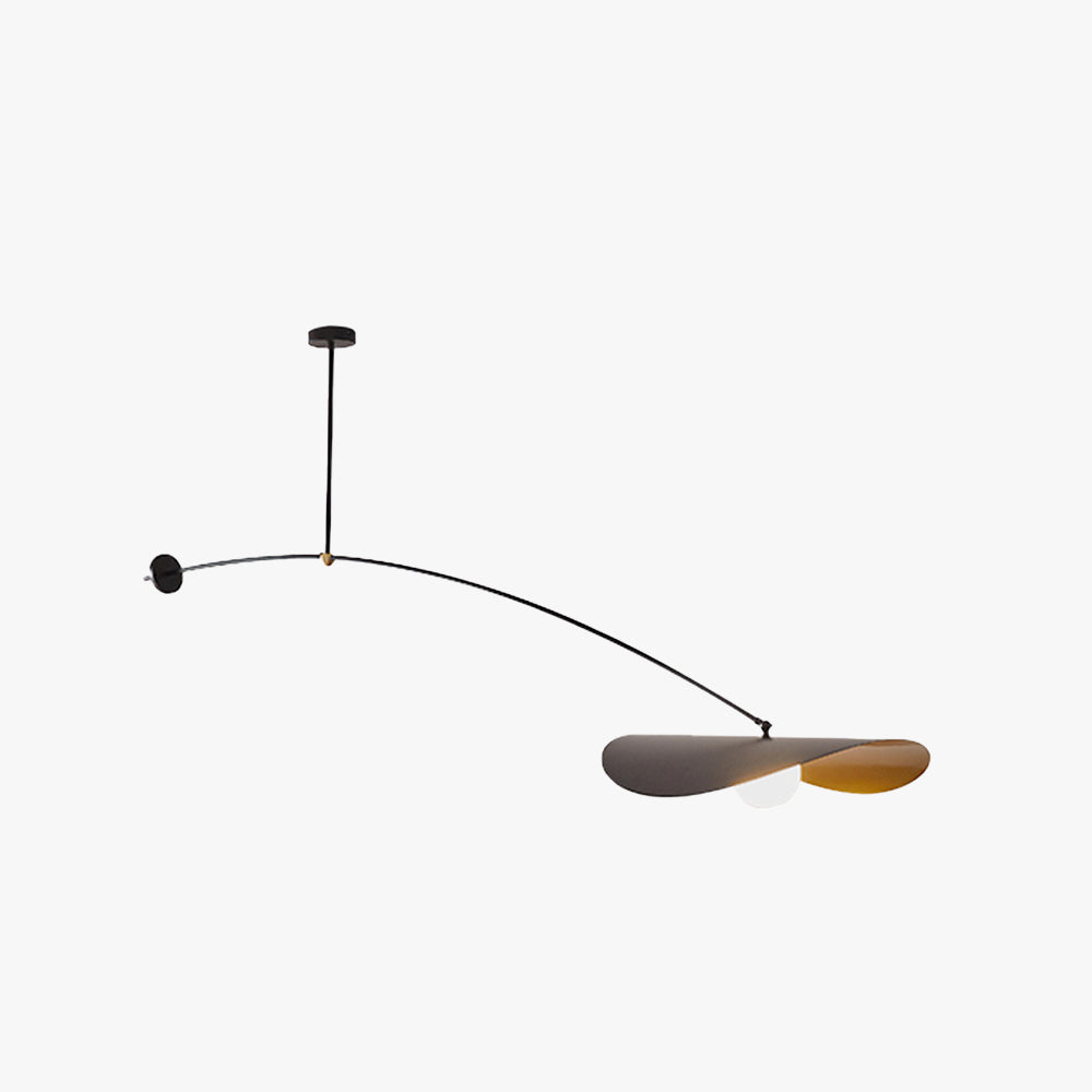 Saneles Minimalist Lotus Leaf Shaped Metal Pendant Light, Black/Gold