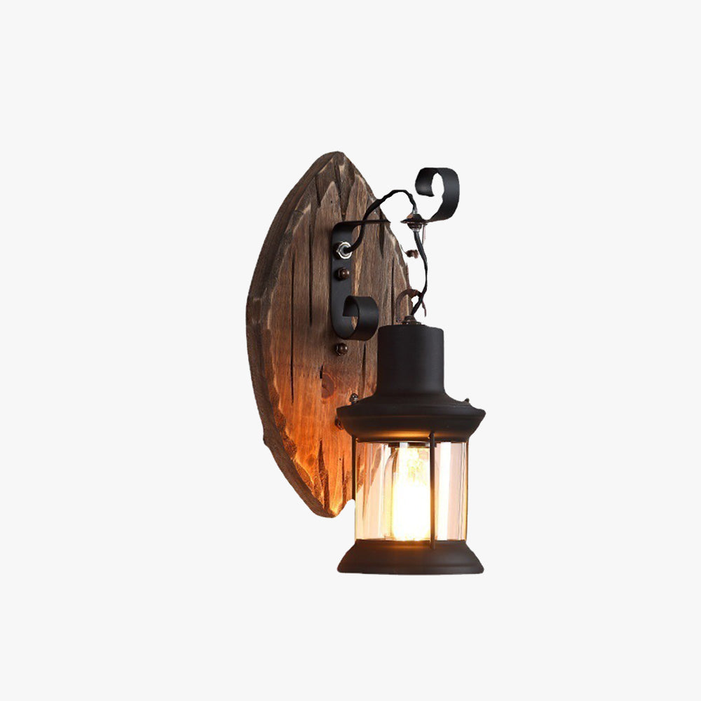 Dutigus Wall Lamp Leaf Shape Vintage, Wood/Metal, Bedroom