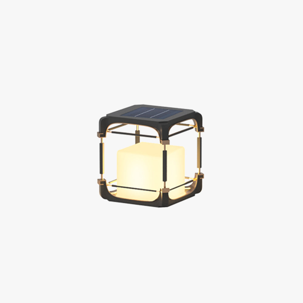 Kunuvil Simple Cube/Cuboid Outdoor Floor Lamp, Hardwired/Solar, Black