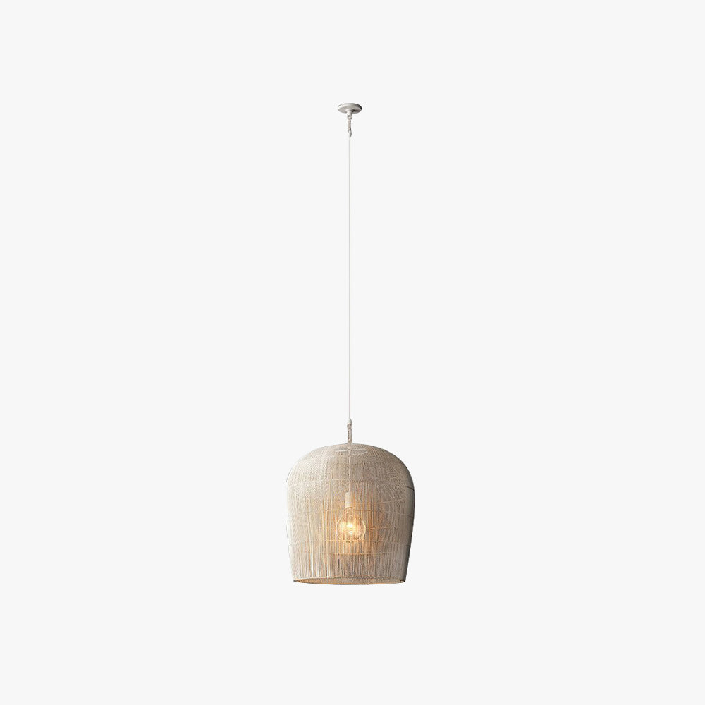 Wadanud Wabi Sabi Bird Cage Rattan/Metal Pendant Light, Black/White