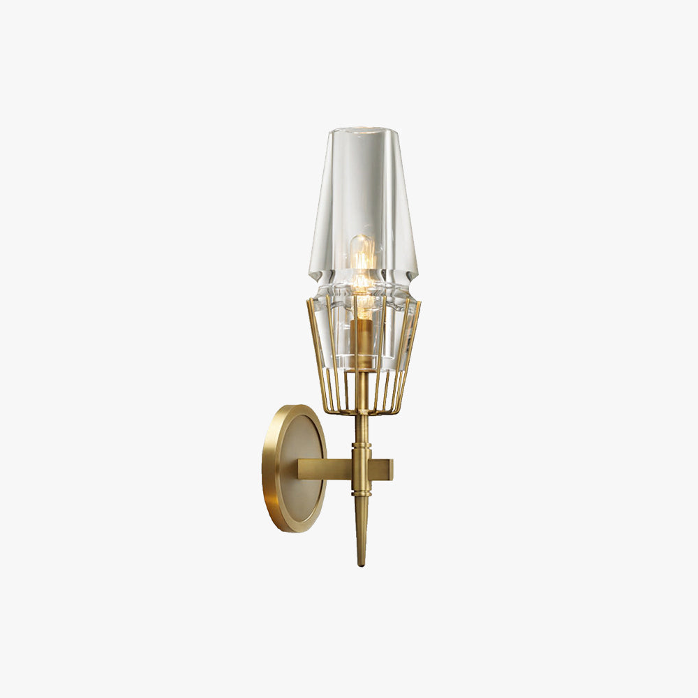 Kivisok Vintage Lantern Glass Wall Lamp, Gold