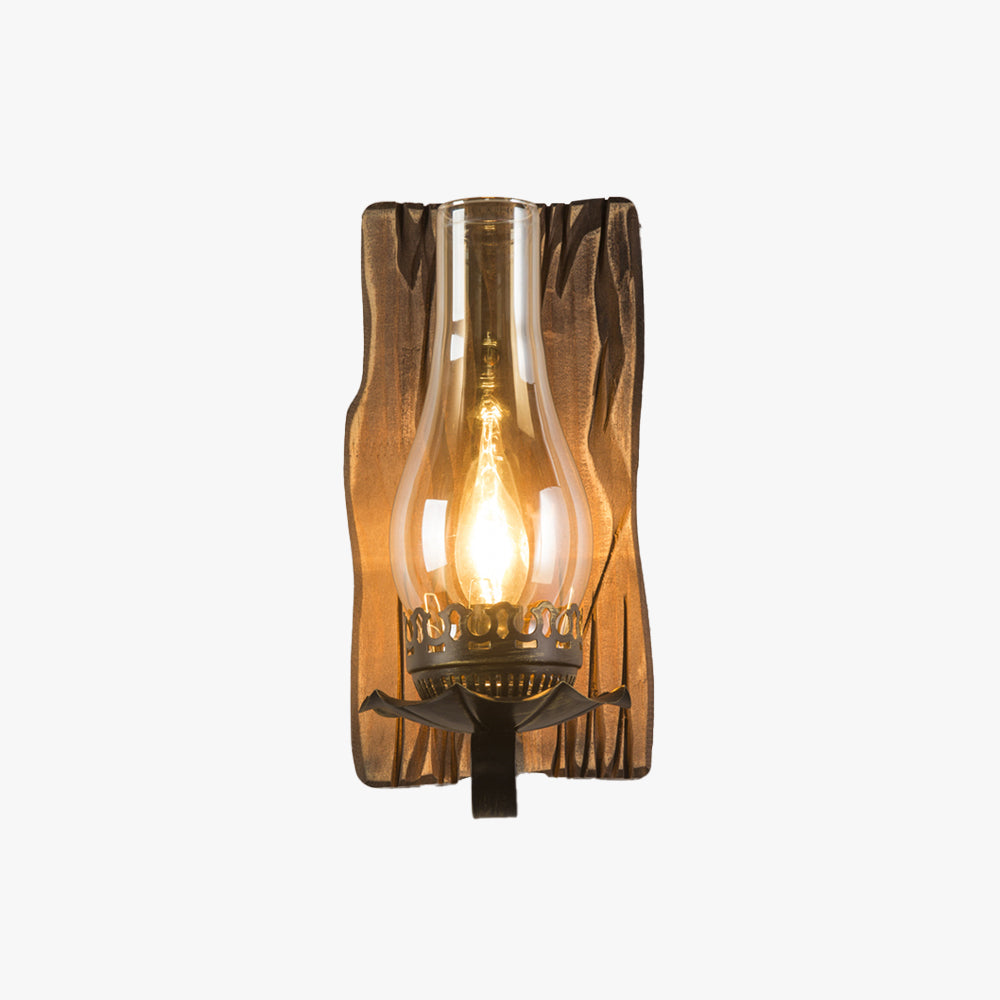 Genaler Wall Lamp Vintage Candle Wooden Glass, Bedroom