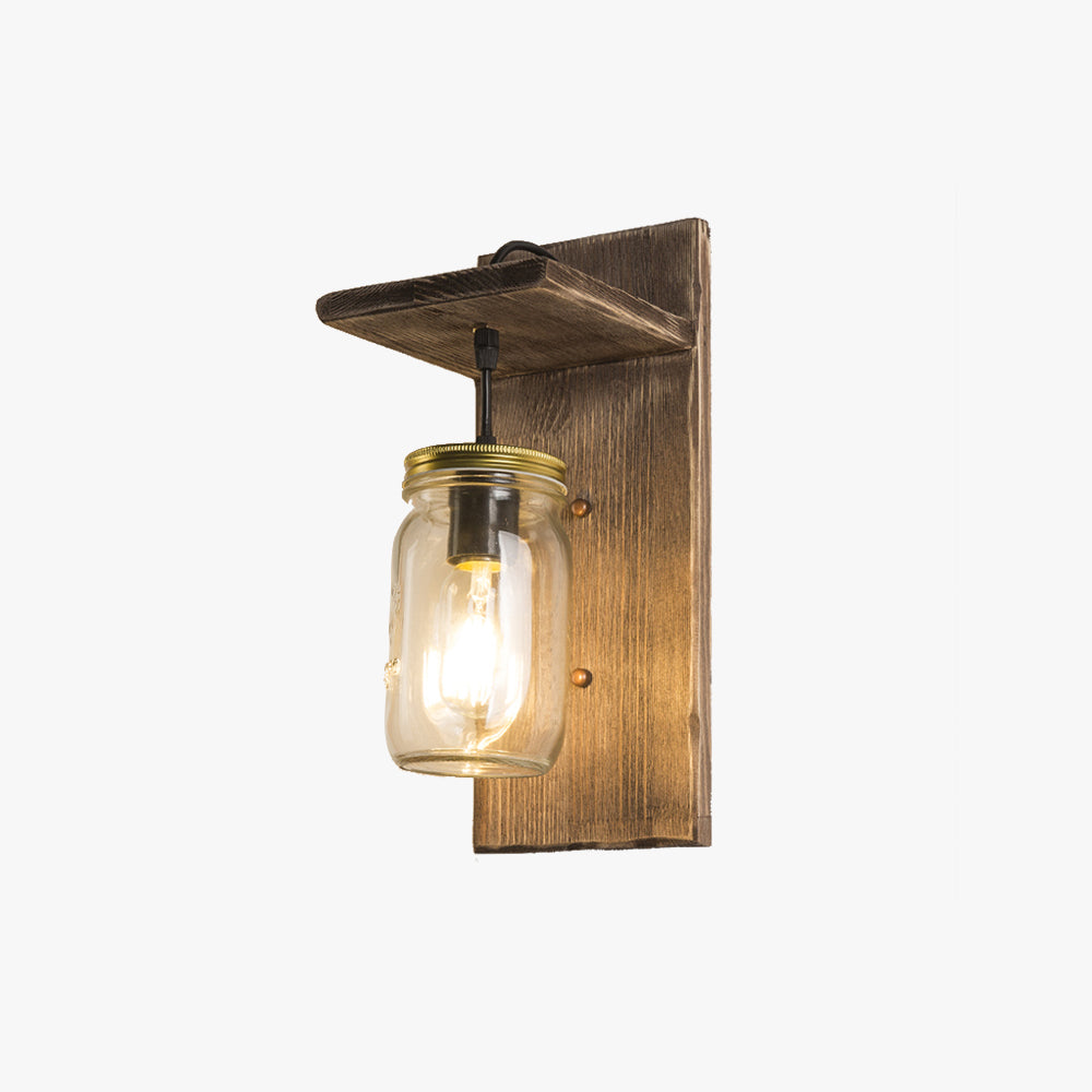 Zanibik Vintage Jar Shape Wood Metal Wall Lamp