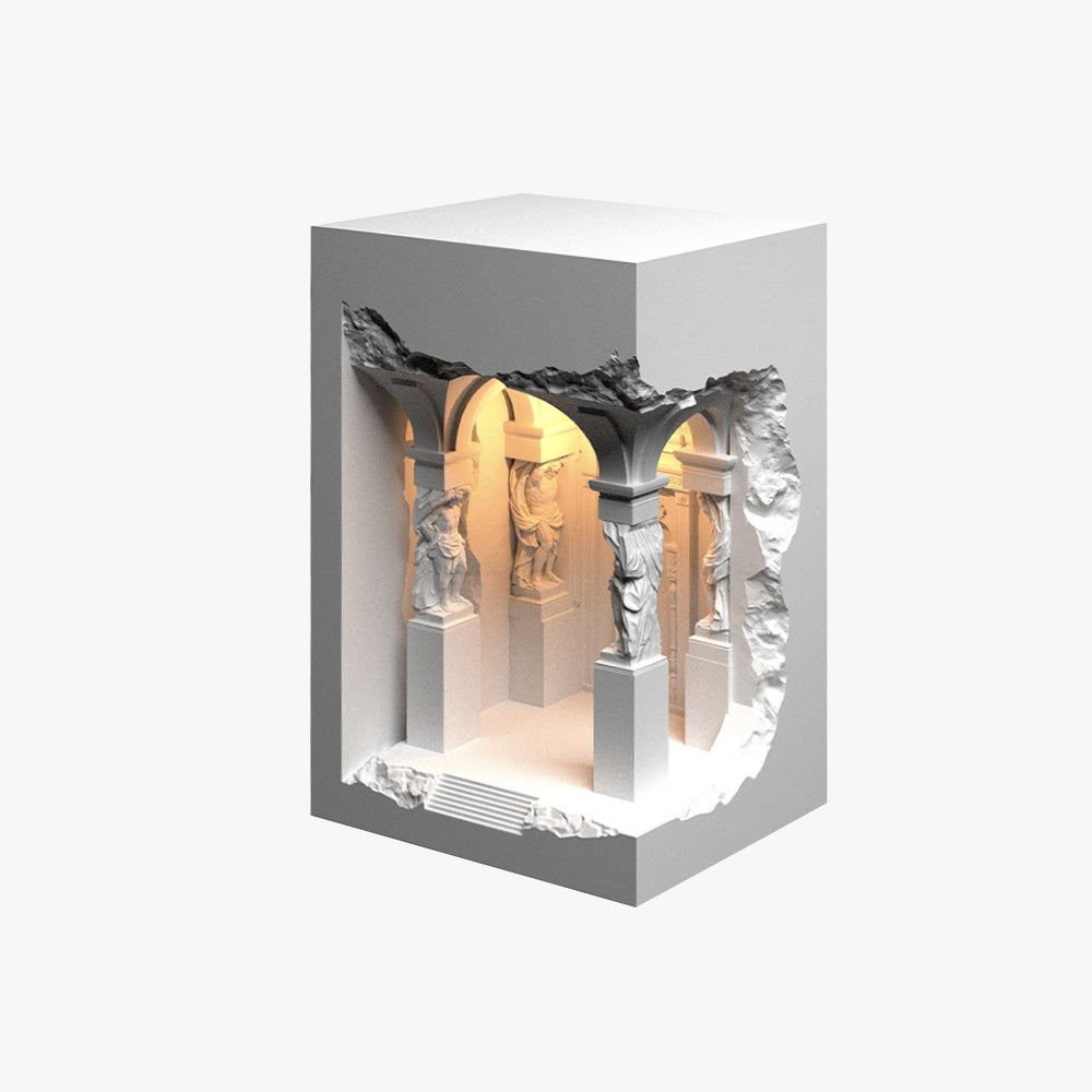 Natotuk Art Deco Flush LED Plaster Wall Lamp, White