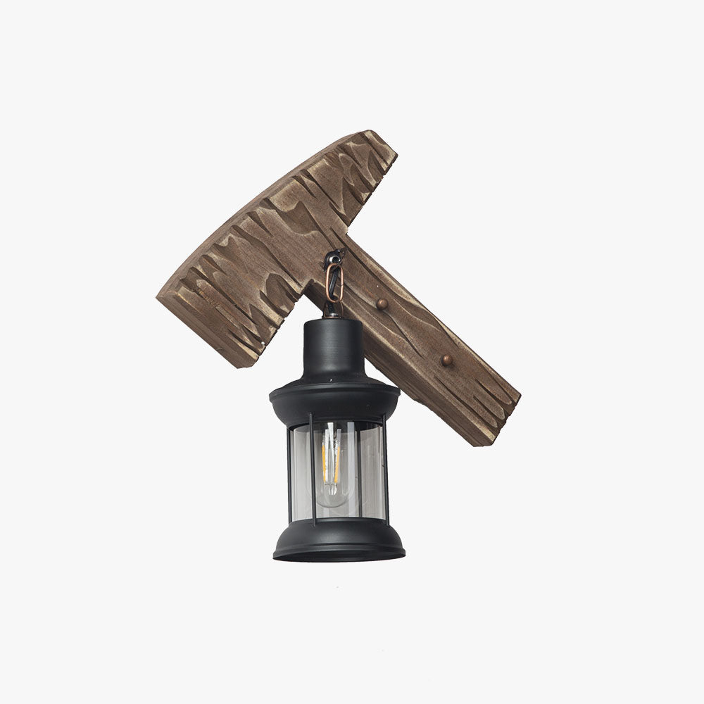 Tebudek Wall Lamp Hammer Shape Vintage, Wood/Metal, Bedroom