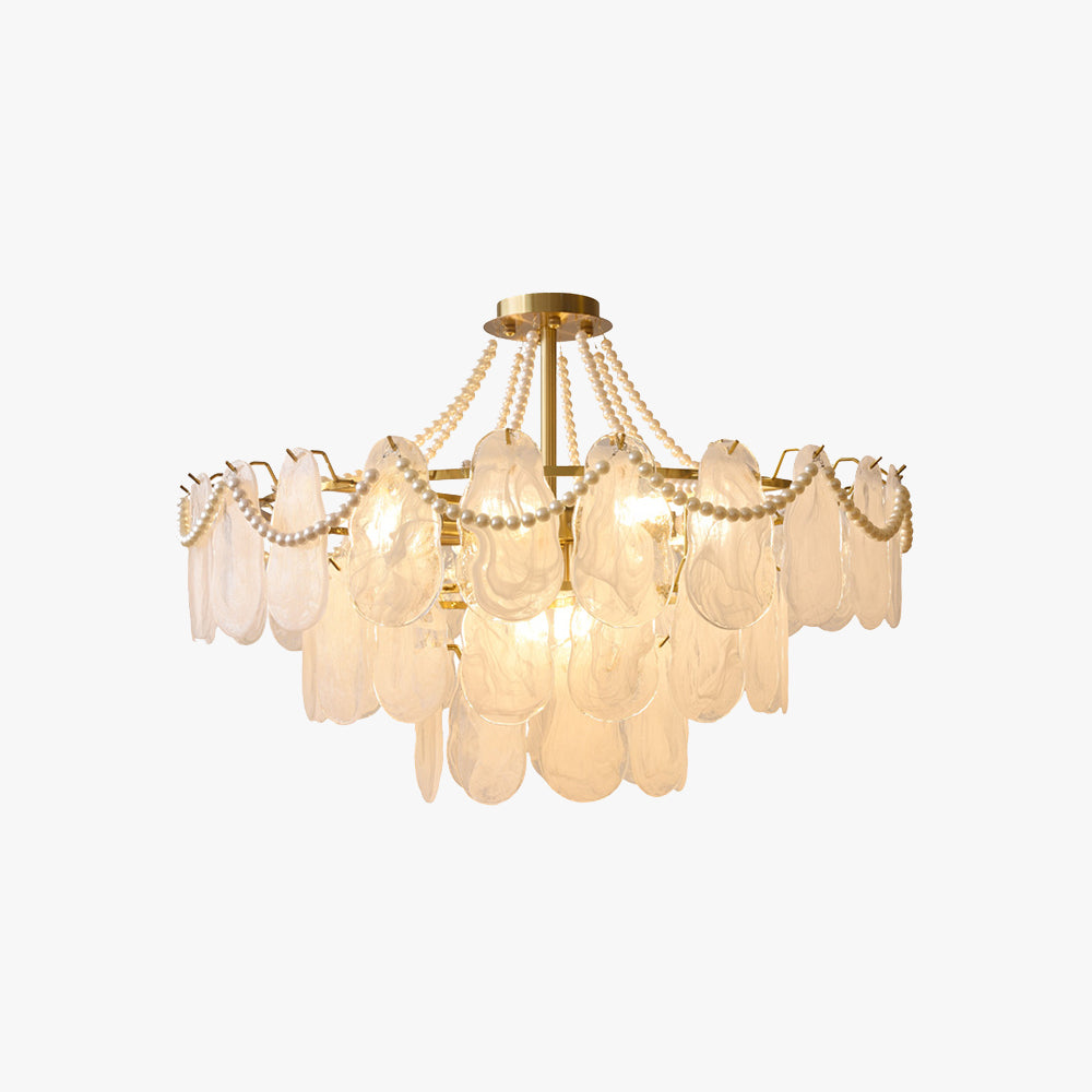 Lopagar Elegant Pearl/Glass/Metal Chandelier, White