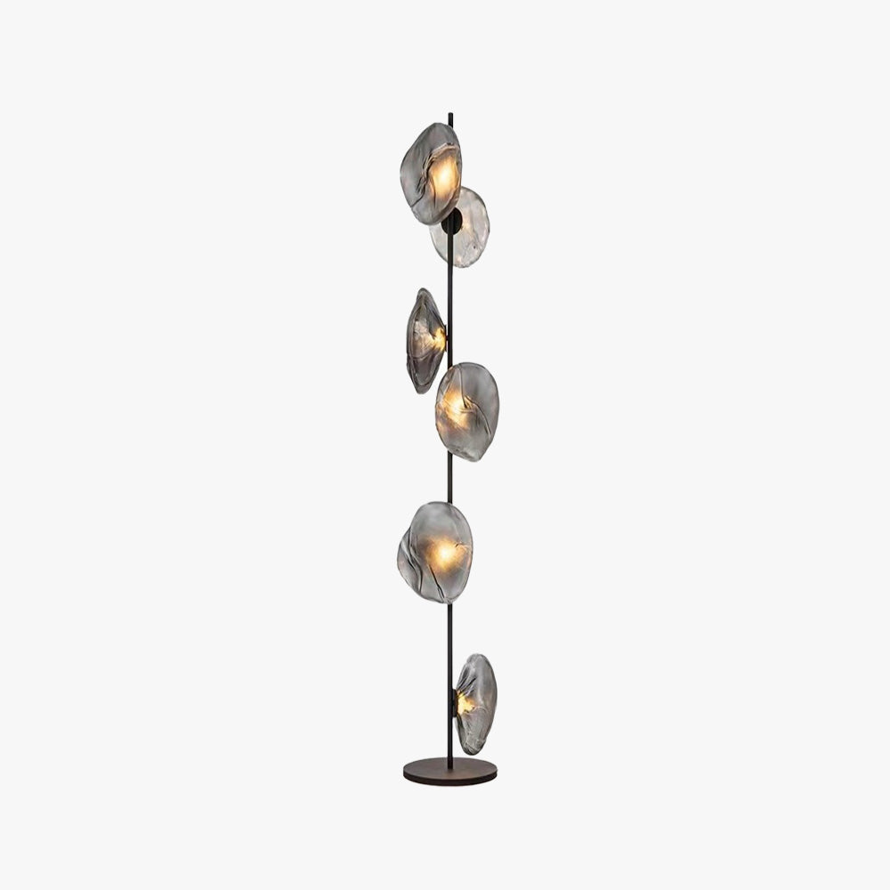 Kokatem Luxury Flower Metal/Glass Floor Lamp, Black/Gold/Grey