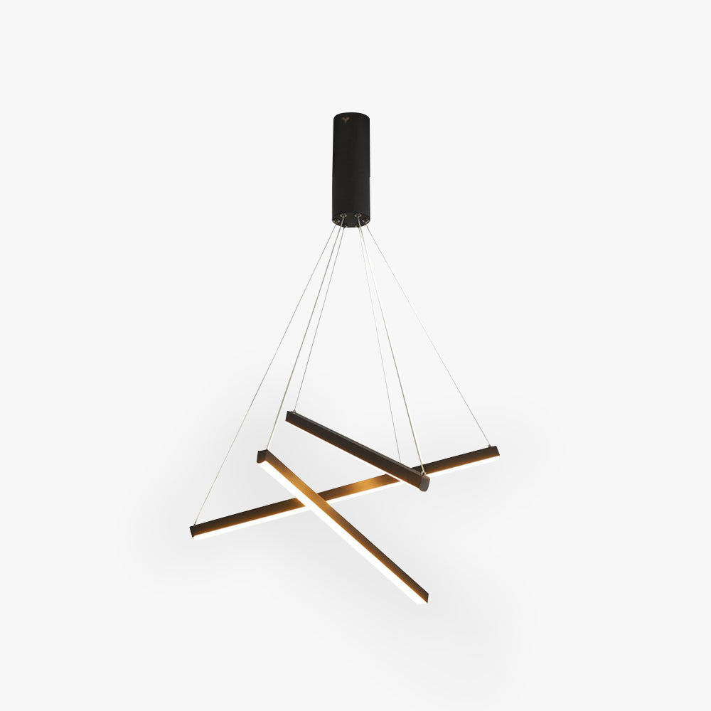 Wuminon Minimalist Linear Metal Pendant Light, Living Room, Black
