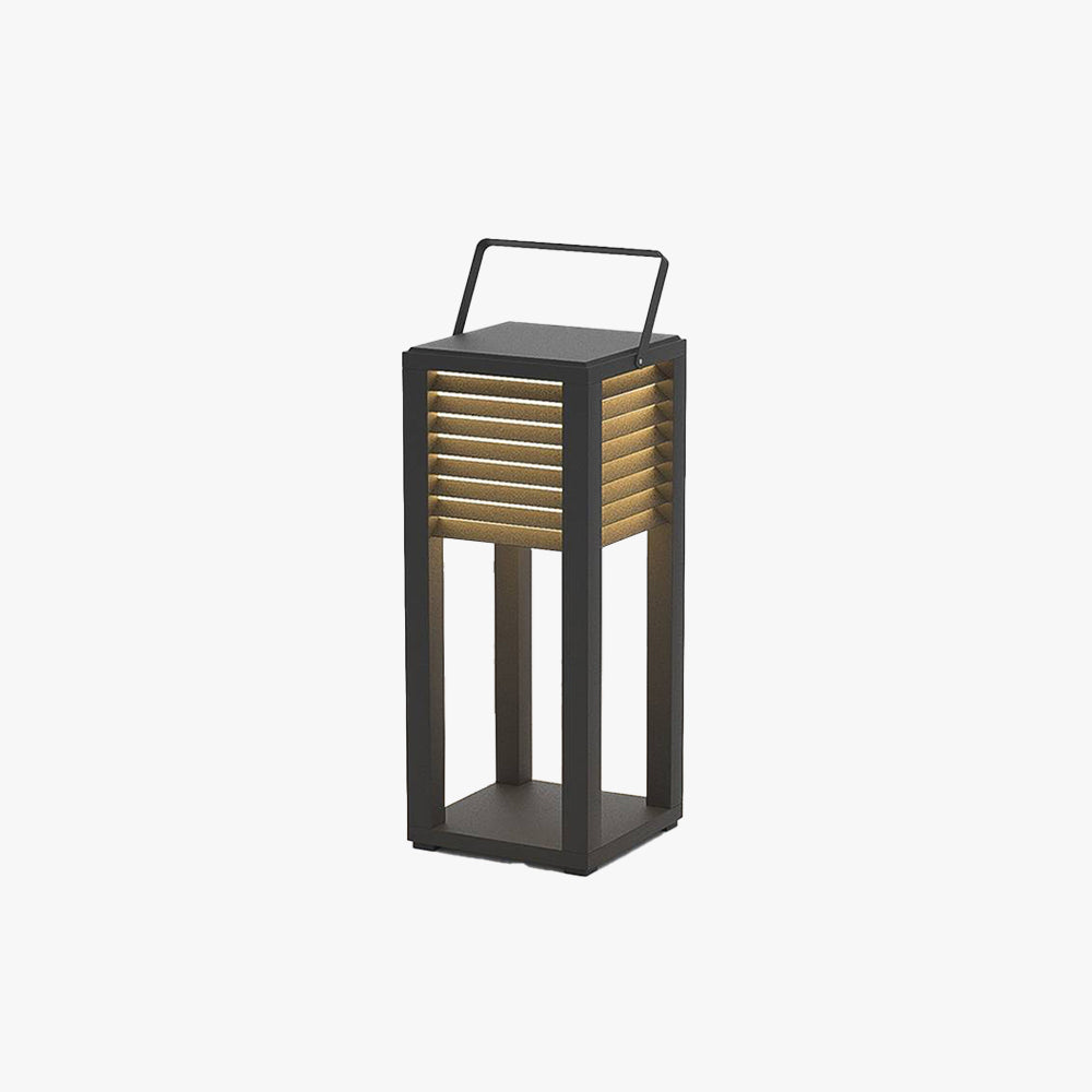 Lusulen Vintage Cuboid Metal Outdoor Floor Lamp, Black