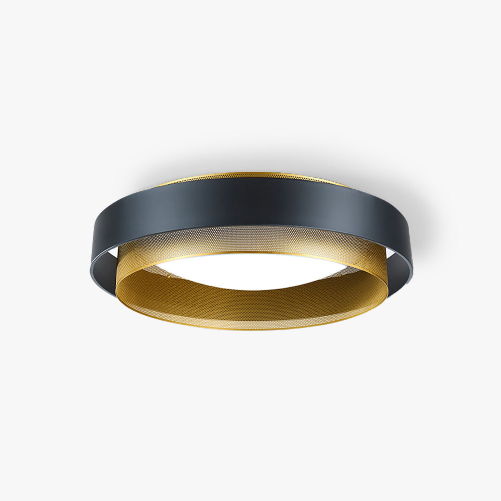 Fusoros Modern Ring Metal/ Flush Mount Ceiling Light, White/Black