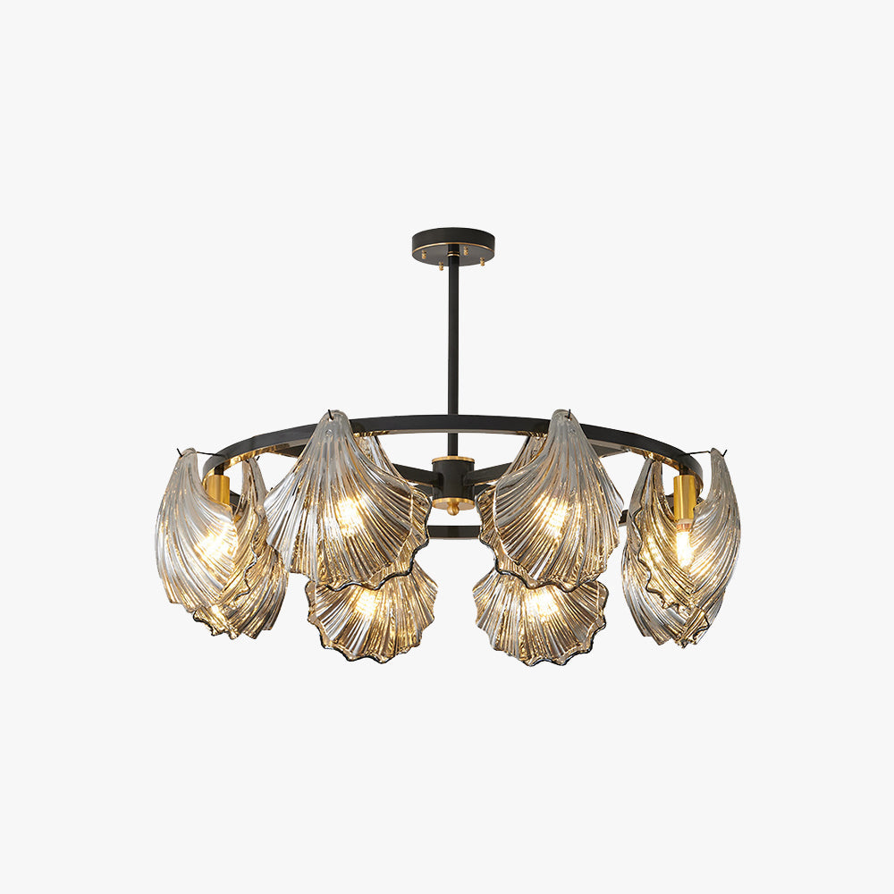 Vipulal Modern Annular Metal And Glass Pendant Light, Black/Gold