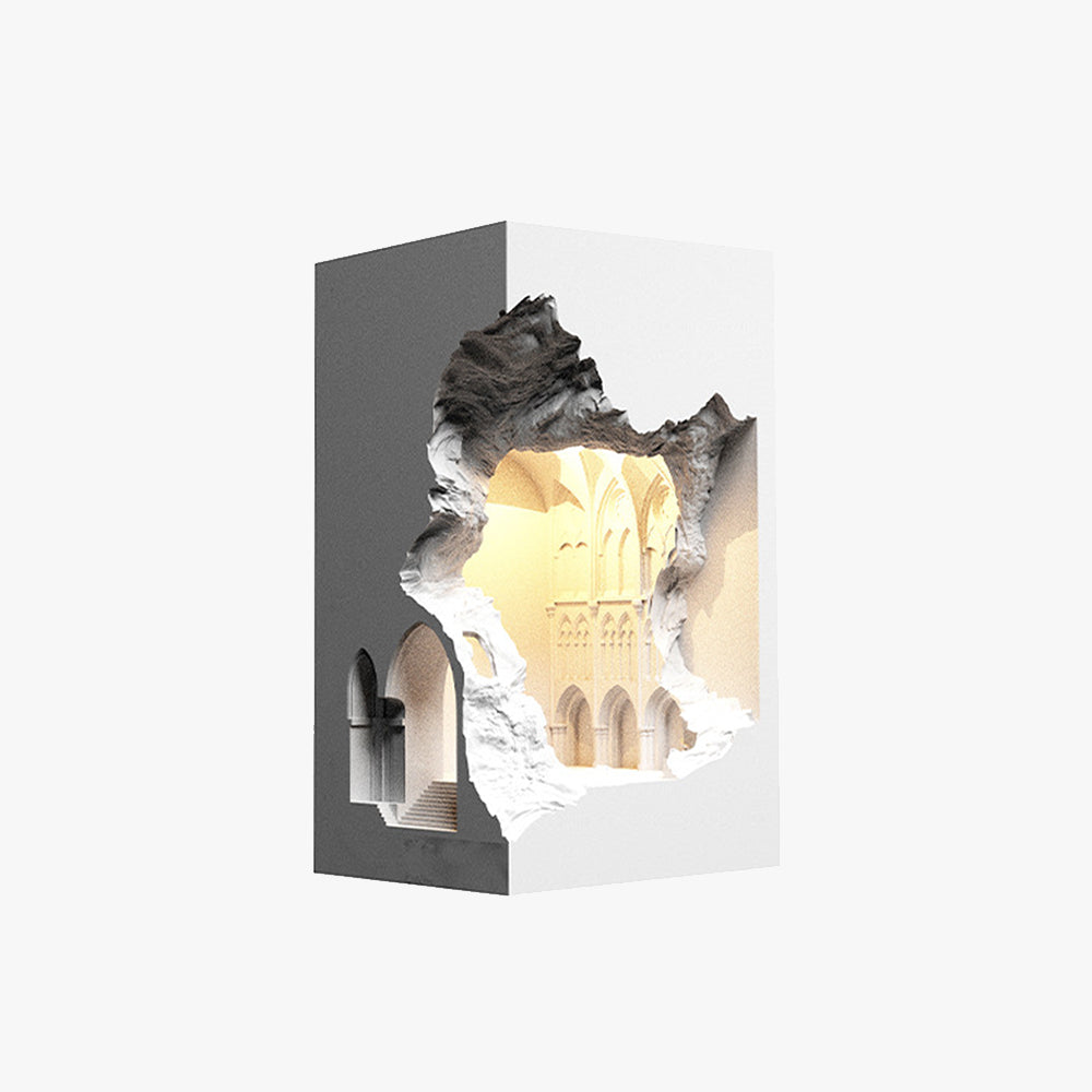 Natotuk Art Deco Flush LED Plaster Wall Lamp, White