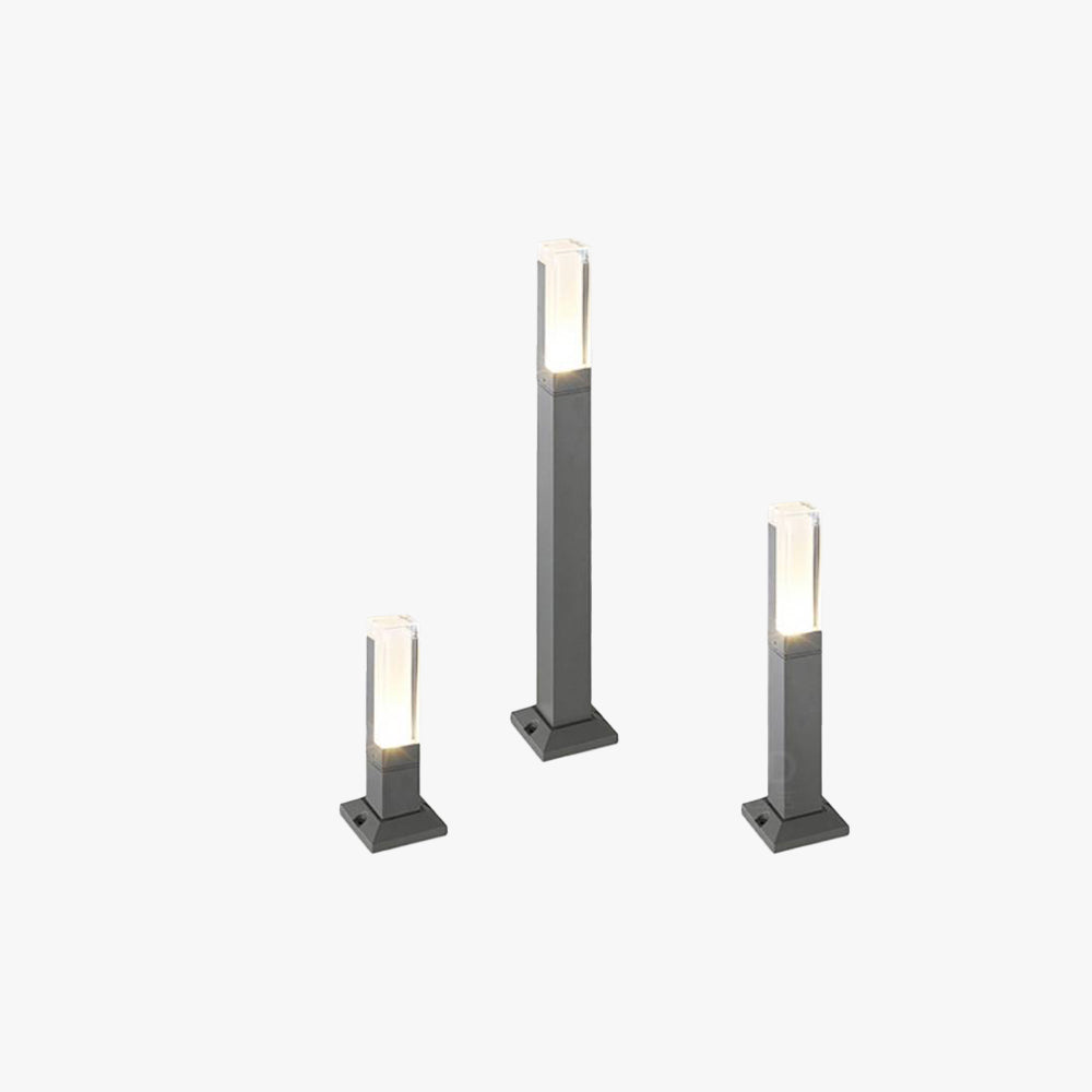 Vudutot Modern Metal Rectangular Outdoor Path Light With Sensor, Black