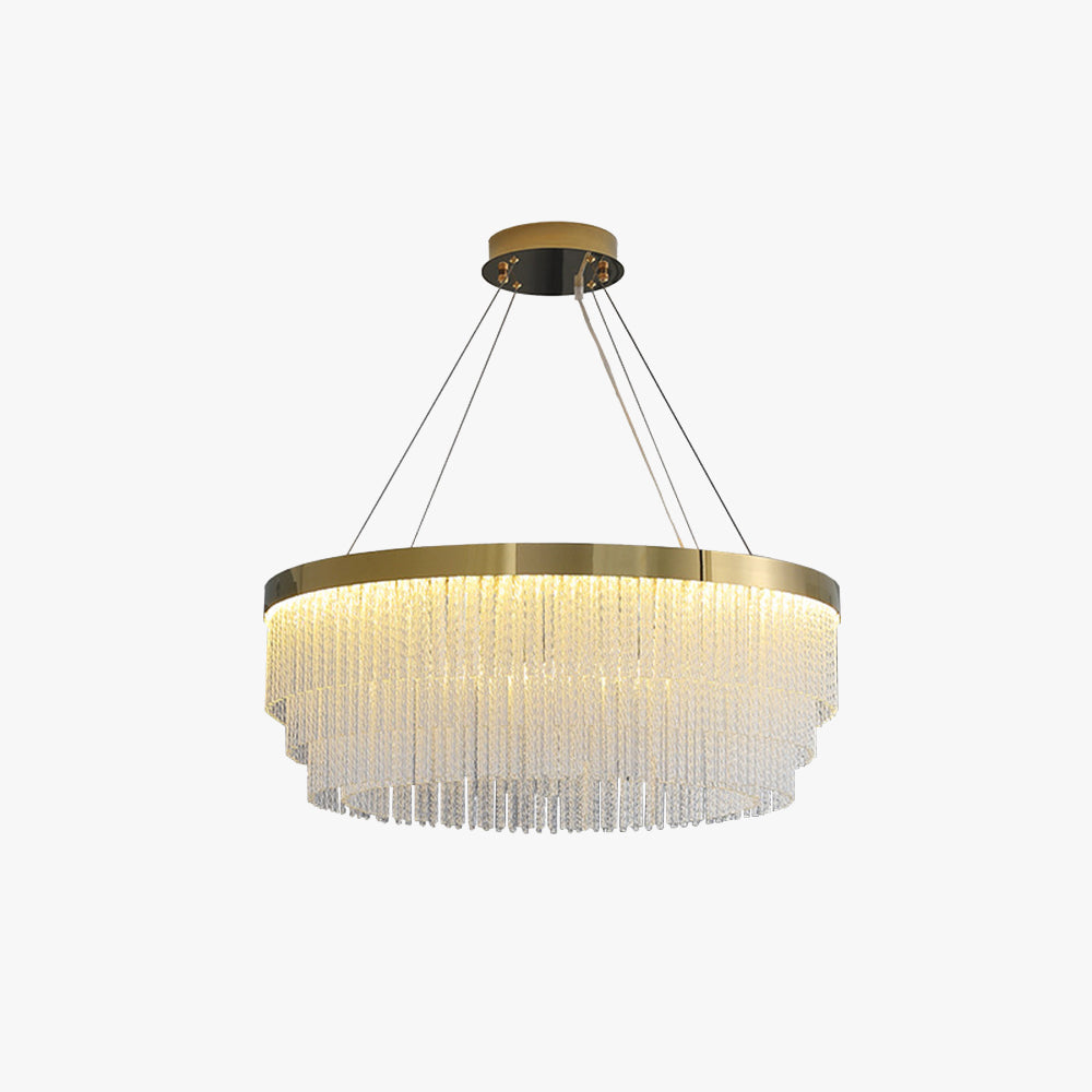 Letanil Modern Spiral Crystal Ring /Rectangle Chandelier, Gold