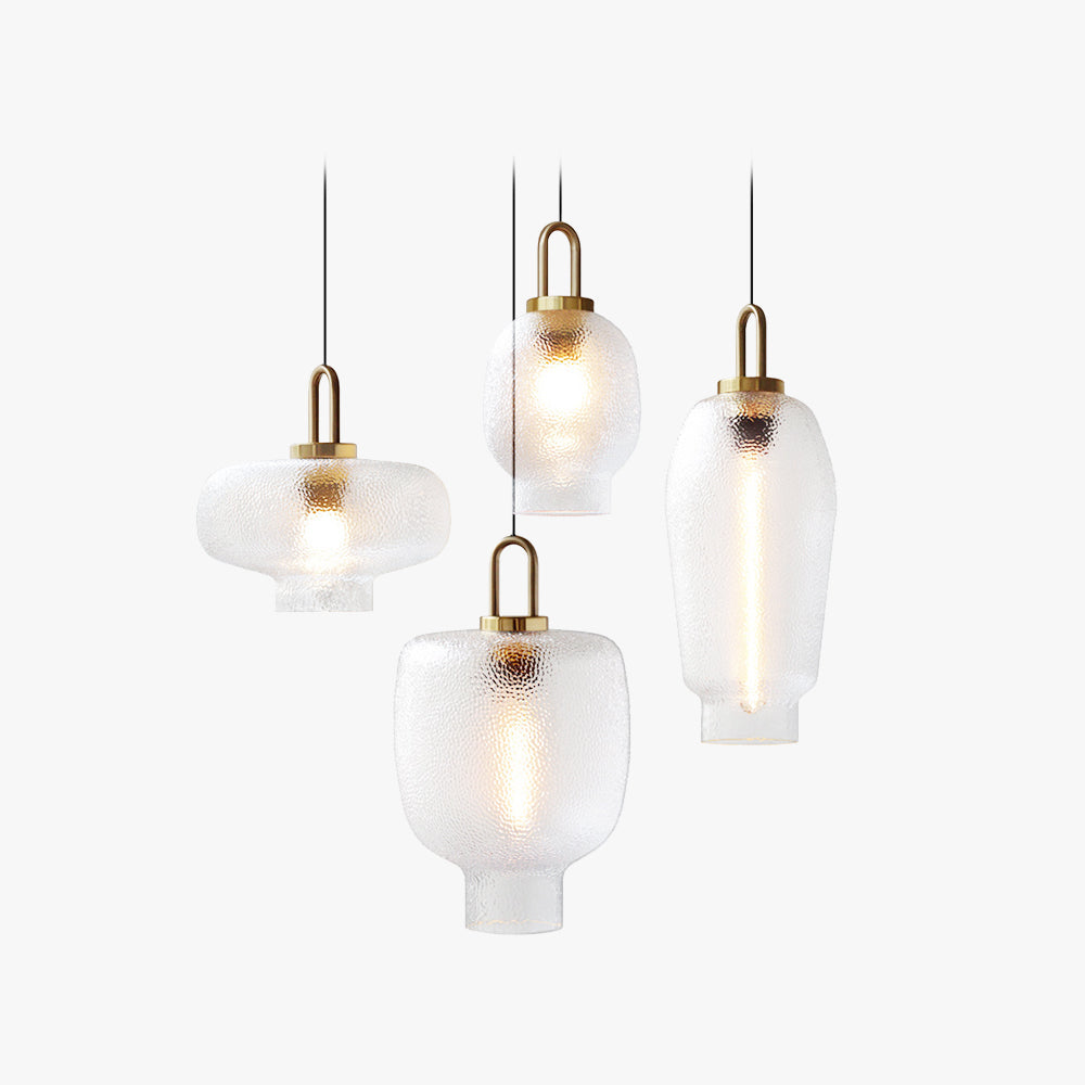 Hakogos Minimalist Blown Frosted Clear Glass Pendant Light