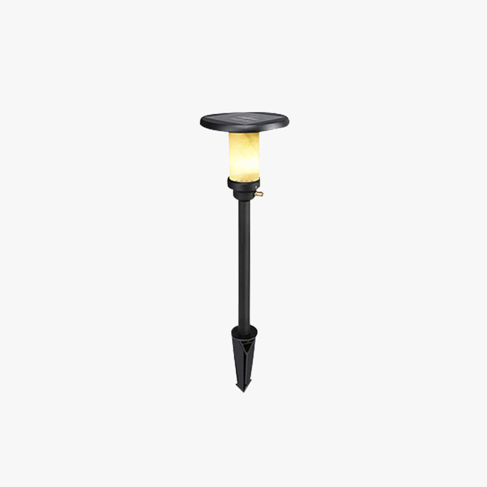 Dapetor Modern Metal/Marble Solor Outdoor Ground Light, Black