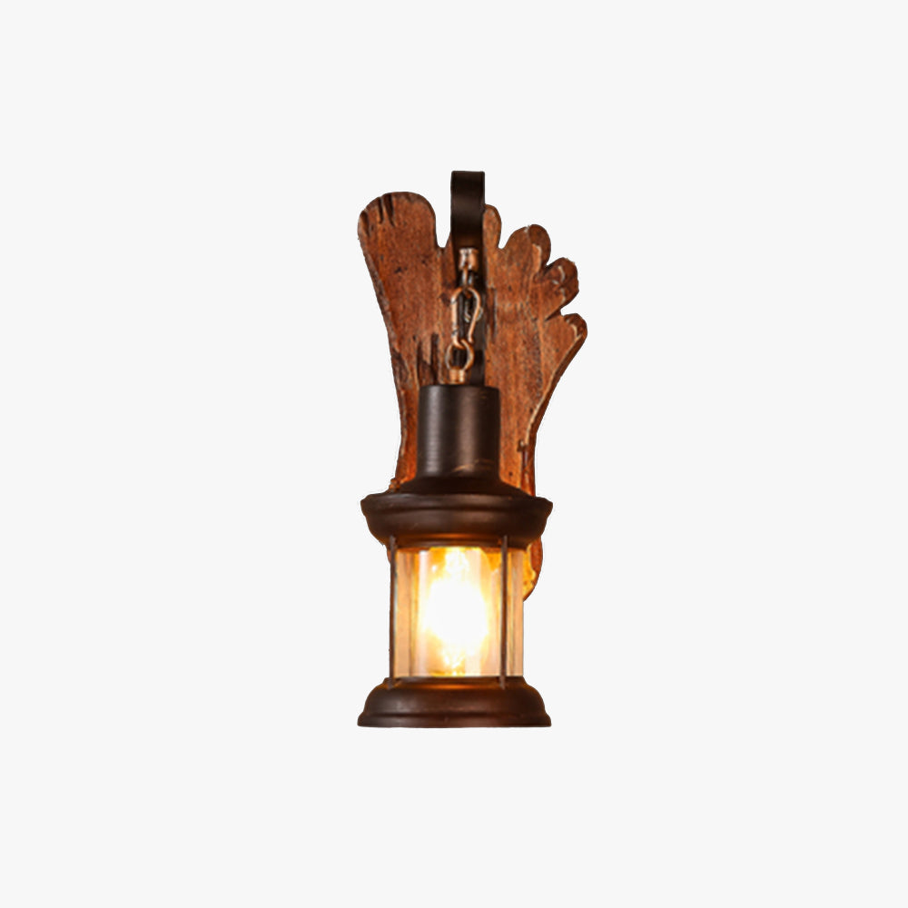 Nogulor Wall Lamp Foot Shape Vintage, Wood/Metal, Dining Room
