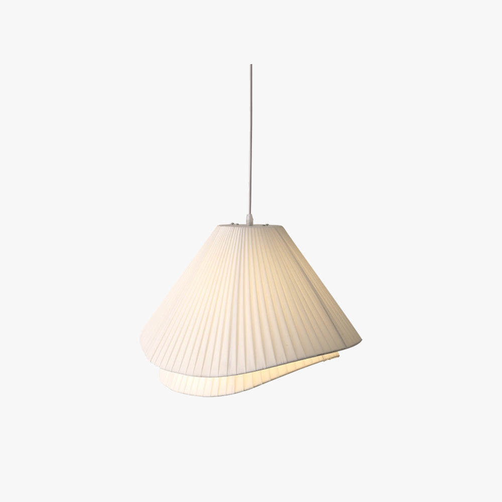 Libobir Minimalist Double Overlap Fabric LED Pendant Light, White
