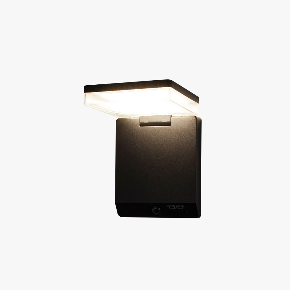 Zibekun Modern Minimalist Right-Angle Sensor Solar Waterproof Outdoor Wall Lamp, Black