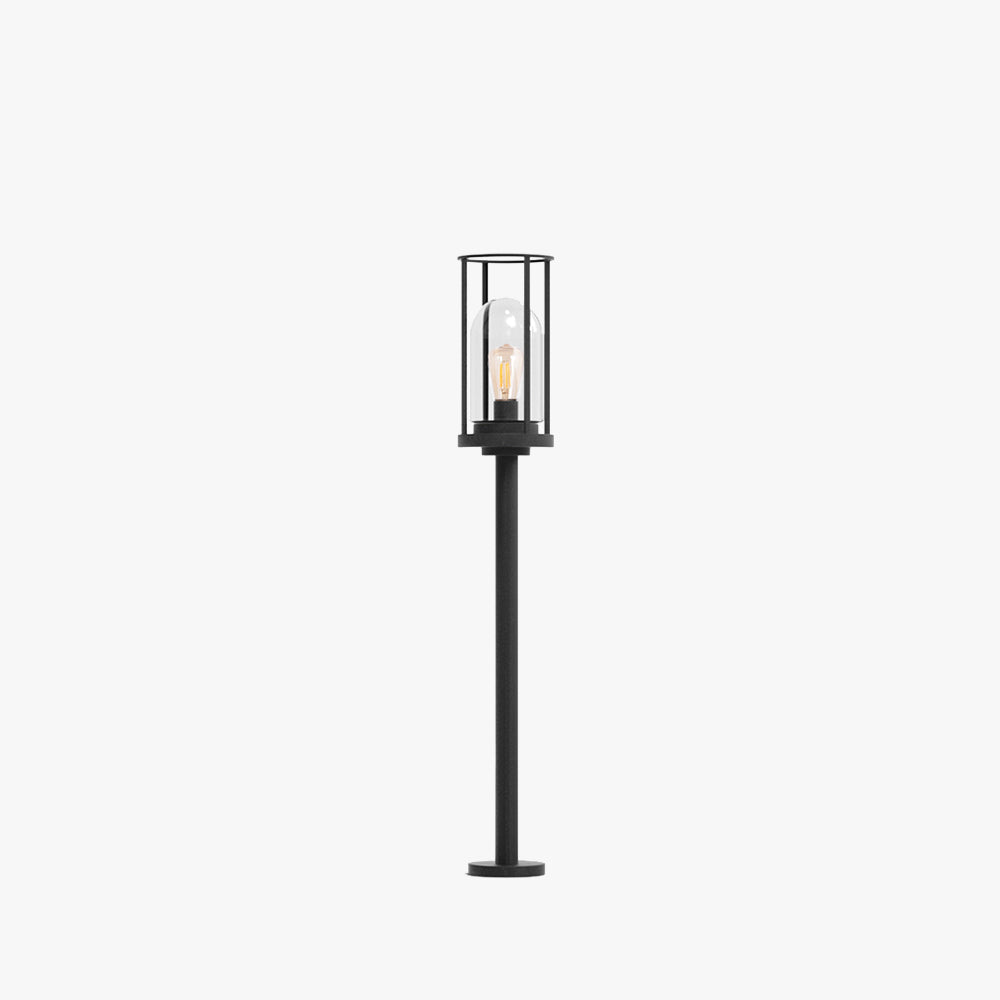 Vobodir Metal Cylindrical Lantern Shaped Solar Outdoor Path Light, Black