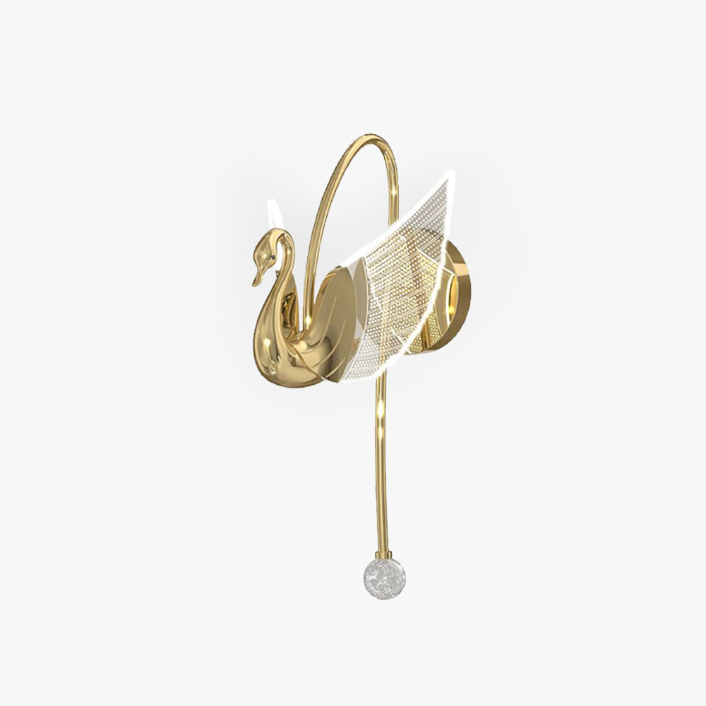 Duvebil Art Deco Swan /Metal Wall Lamp, Gold/Rose Gold