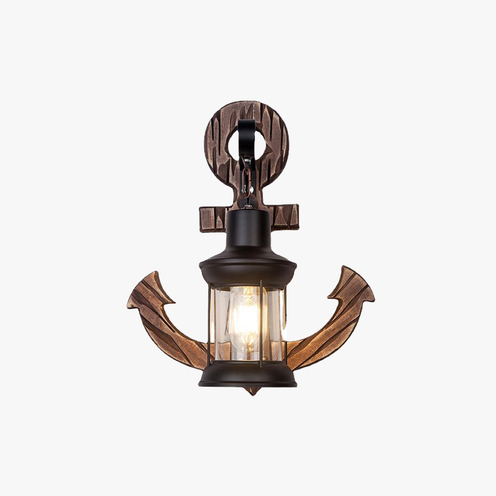 Ceturan Anchor Lantern Wall Lamp, Vintage/Antique, Wood, Bedroom