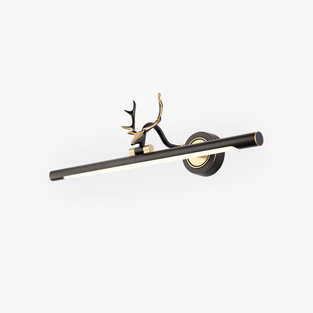 Wogudak Decorative Deer Mirror Front Vanity Wall Lamp, Black/Gold
