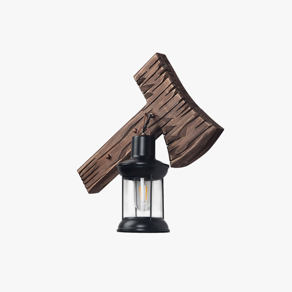 Hugigol Wall Lamp Hammer Shape Vintage, Wood/Metal, Living Room